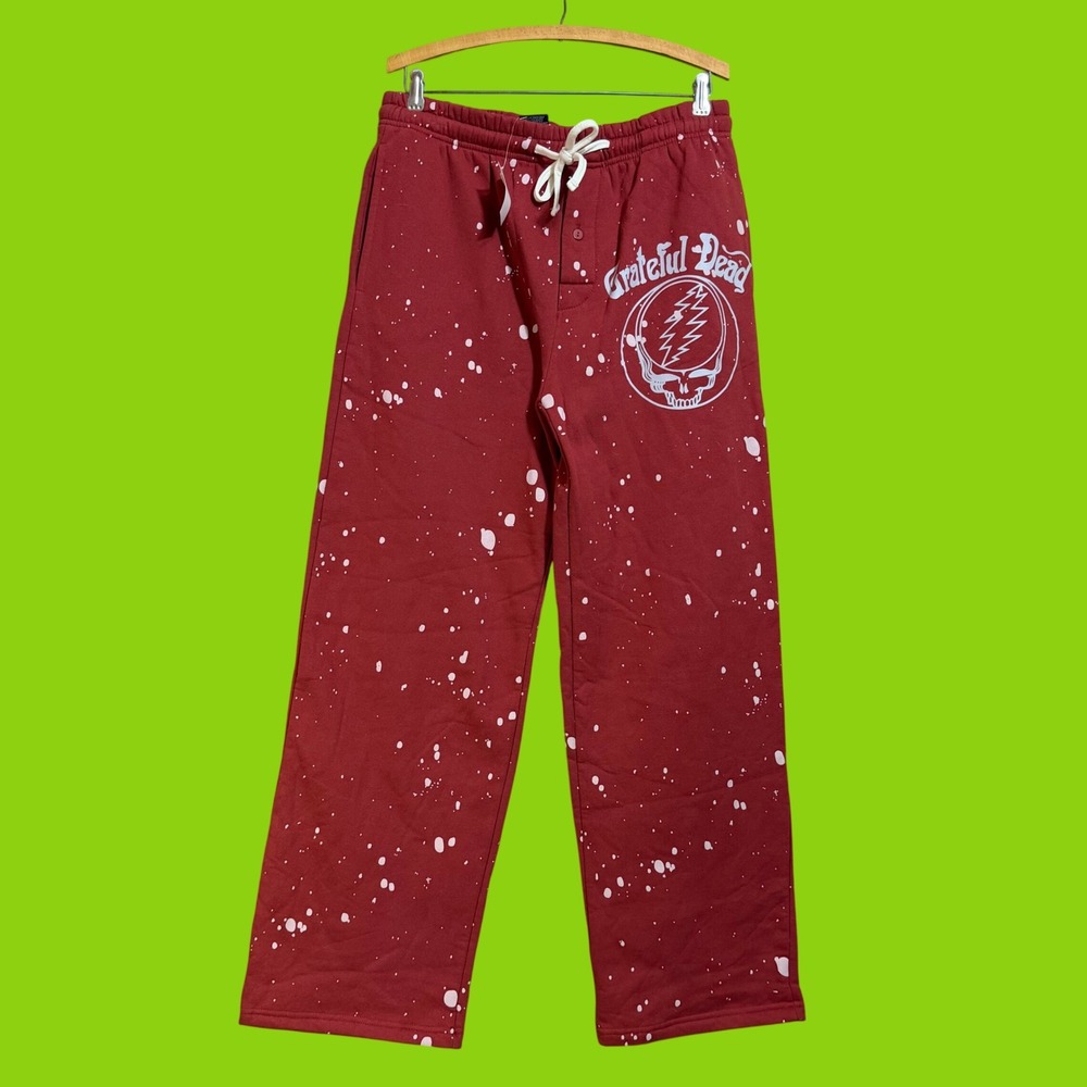 NWT Grateful Dead Mad Engine Red Splatter Sweatpants Mens Medium Steal Your Face